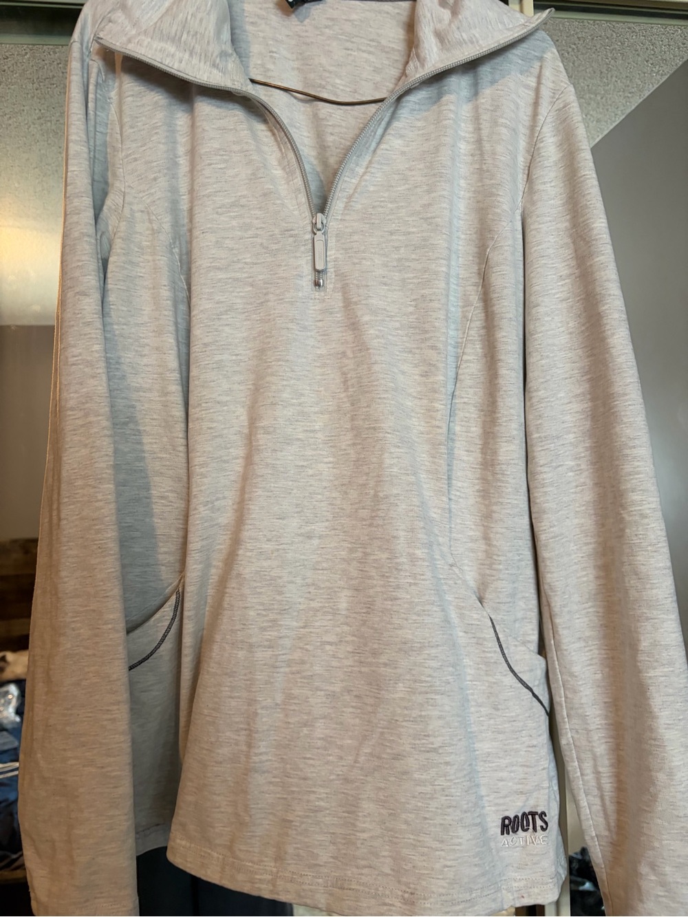 Roots Light Heather Gray Half-Zip Sweater